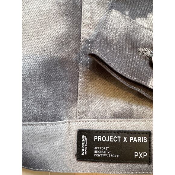Project X Paris Men Cloud Wash Denim Jacket Streetwear Gray Acid Grunge Urban L - Picture 5 of 8